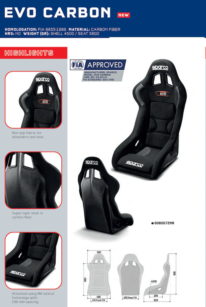 2024 Sparco REV QRT, Racing Seat